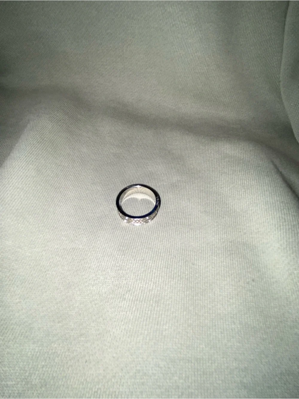Sterling Silver Clear Stone Patterned Ring - Silver size 8
